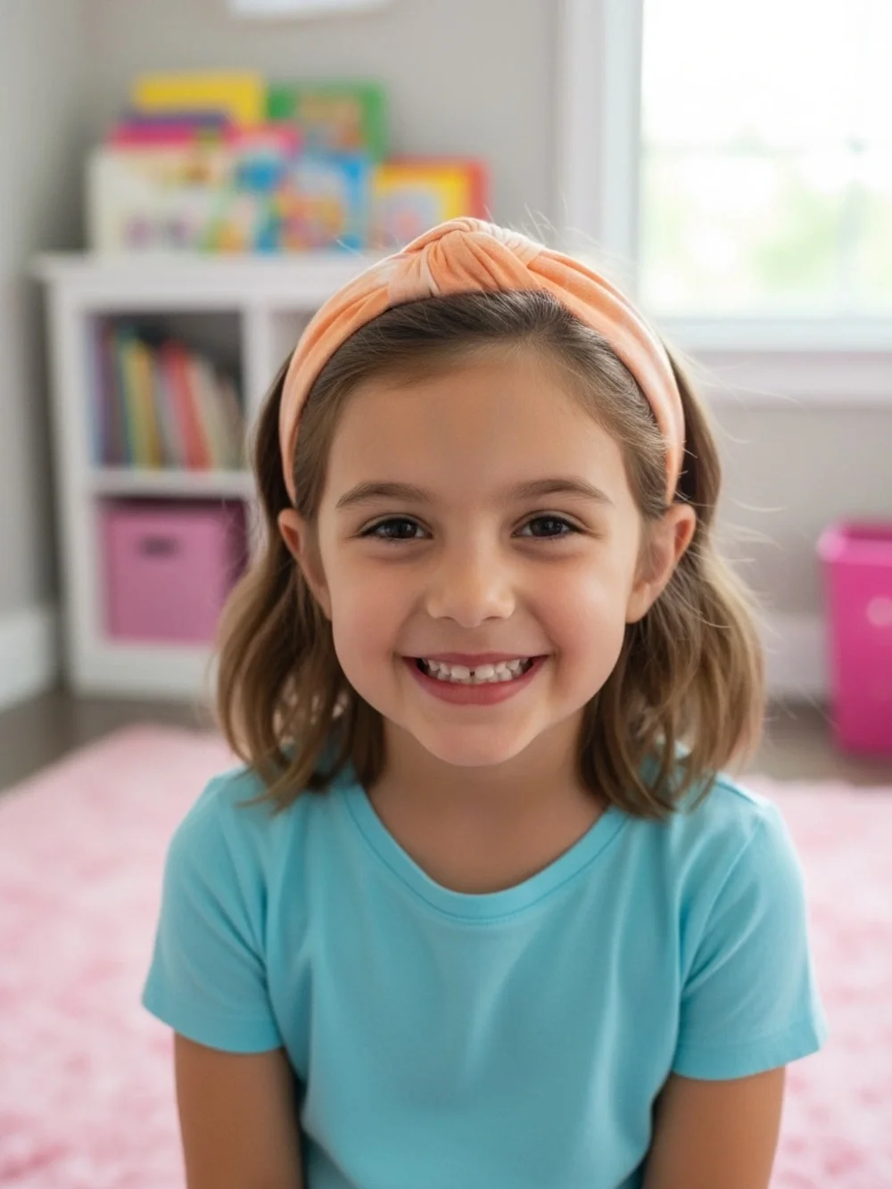Handmade Girls Tie Dye Top Knot Headband Orange Pink Pastel Summer Hair Access